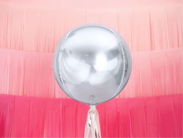 XL Folienballon Orbz - Silberne Kugel - ø 40cm